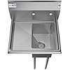 KoolMore 1 Compartment Stainless Steel NSF Commercial Kitchen Prep & Utility Sink with Drainboard - Bowl Size 10" x 14" X 10" - Image 2
