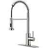 FORIOUS Kitchen Faucets, Brushed Nickel Kitchen Sink Faucet with Pull Down Sprayer, Commercial Kitchen Faucet Stainless Steel, Classic Single Handle Pull Out Sink Faucets for RV Laundry Utility Room