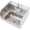 WILPREP Commercial Stainless Steel Sink for Hand Washing, NSF Commercial Utility Sink with Faucet and Side Splash, Wall Mount Kitchen for Restaurant Bar RV Bathroom Laundry Room (17 x 15 Inches)