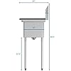 KoolMore 1 Compartment Stainless Steel NSF Commercial Kitchen Prep & Utility Sink with Drainboard - Bowl Size 10" x 14" X 10" - Image 5