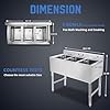 rofeeshaw NSF 3 Compartment Sink Commercial of Stainless Steel with 10'' x 14'' x 10'' Bowl Bar Utility Basin for Restaurant, Bar, Utility Room and Garage - Image 2