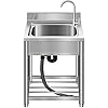 Free Standing Stainless-Steel Single Bowl Commercial Restaurant Kitchen Sink Set w/Faucet, Prep & Utility Washing Hand Basin w/Storage Shelve, laundry tub for Indoor Outdoor (22in) - Image 7