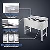 rofeeshaw NSF 3 Compartment Sink Commercial of Stainless Steel with 10'' x 14'' x 10'' Bowl Bar Utility Basin for Restaurant, Bar, Utility Room and Garage - Image 3