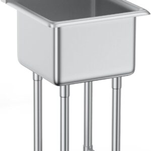 VEVOR Stainless Steel Prep & Utility Sink, 1 Compartment Free Standing Small Sink Include Faucet & legs,commercial Single Bowl Sinks for Garage, Restaurant, Kitchen, Laundry