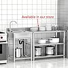 Free Standing Stainless-Steel Single Bowl Commercial Restaurant Kitchen Sink Set w/Faucet, Prep & Utility Washing Hand Basin w/Storage Shelve, laundry tub for Indoor Outdoor (22in) - Image 6