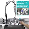 Commercial Sink Kitchen Faucet with Pre-Rinse Sprayer, 8 inch Wall Mount Center 26 inch Height with 12 inch Swing Spout, Brass Constructed Chrome Finish - Image 3