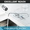 Wall Mount Faucet 8 Inch Center Commercial Kitchen Faucet, 12 Inches Swivel Spout Wall-Mount Utility Sink Faucets, 2 Handle Wall Mounted Faucets for Kitchen Laundry Room Restaurant - Image 2
