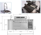 85" Outdoor Kitchen Bar 6 Burner 85,000 BTU BBQ Grill Island with Sink & Fridge - Image 2