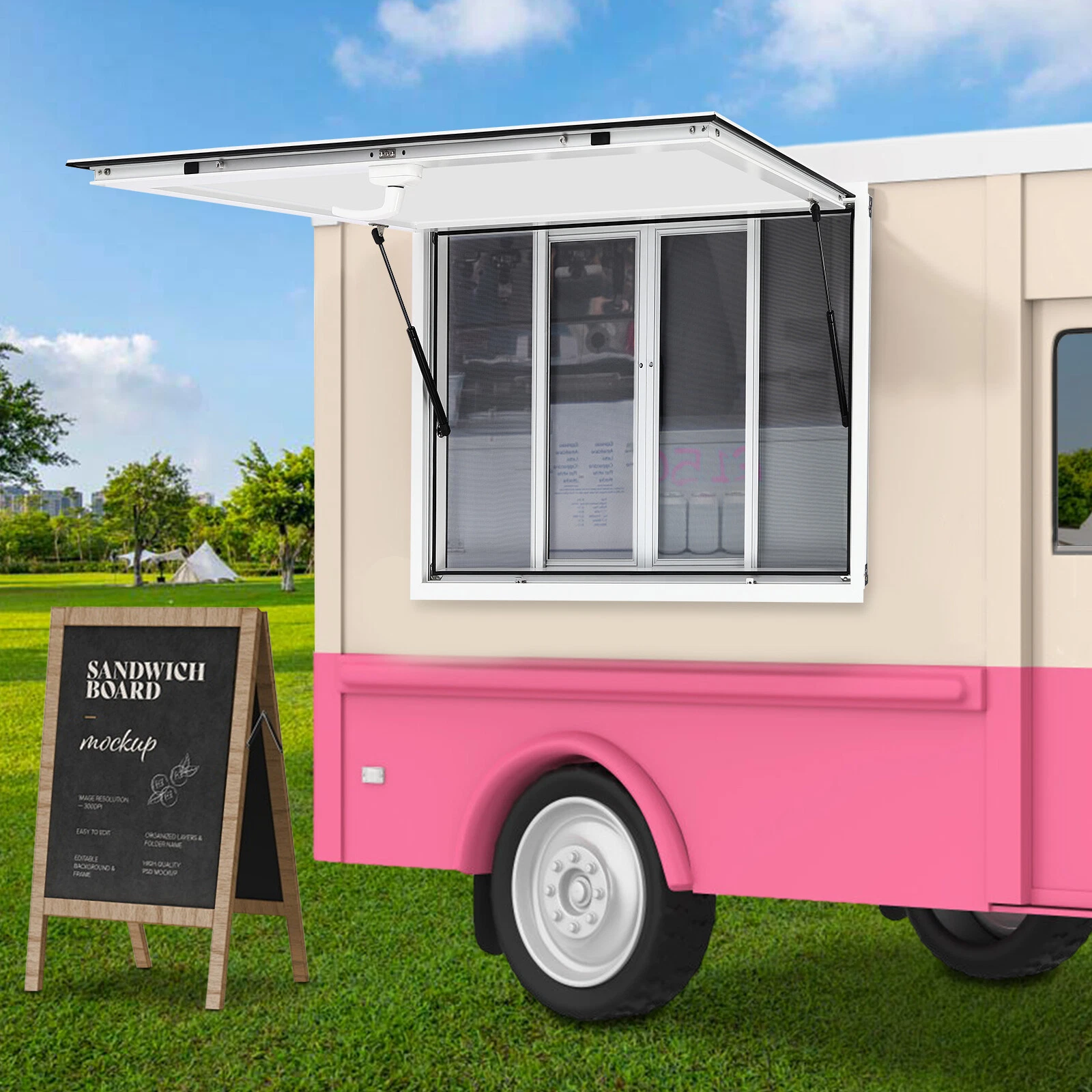 Aluminum Alloy Food Truck Service Window Concession Stand Serving Window 48*30in - Image 2