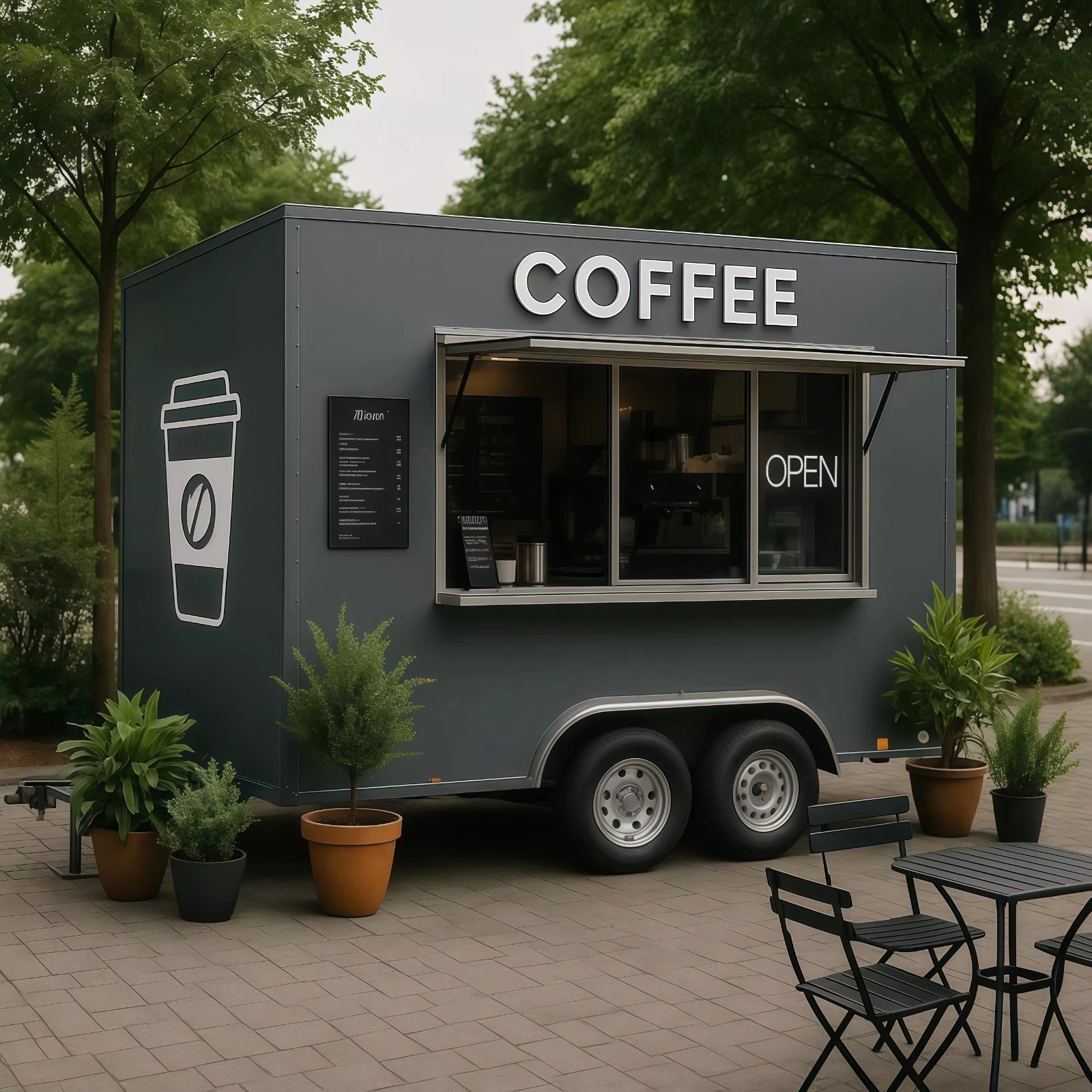 Modern Mobile Kitchens Food Trailer Truck Concession Catering Caravan with Snack