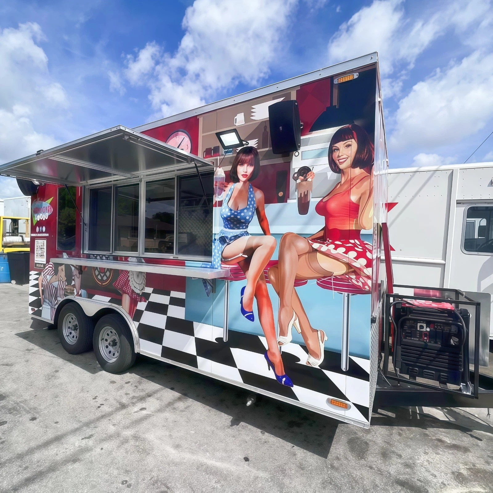 Food Truck Trailer Concession Food Cart Mobile Kitchen with Full Equipment